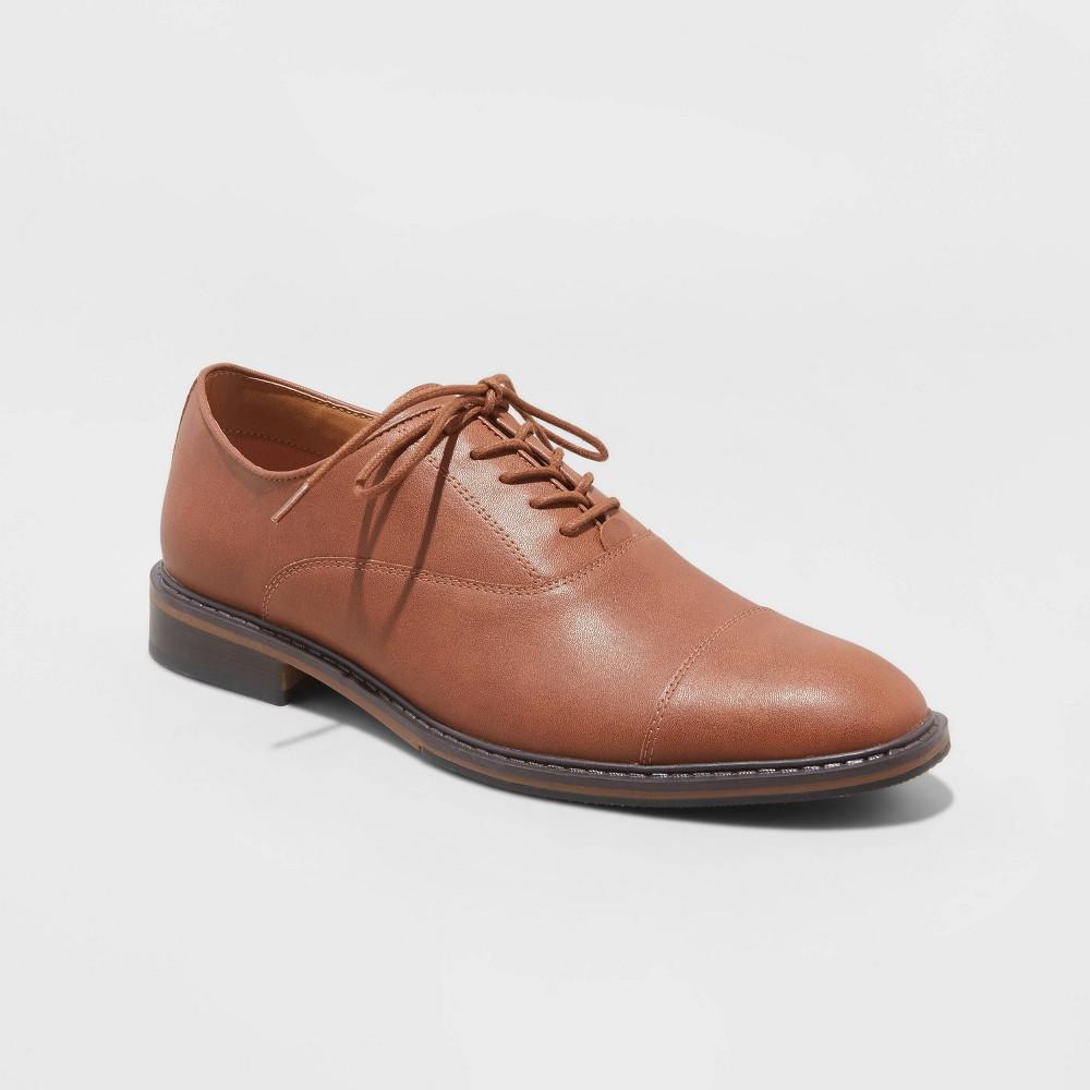 Men's Leo Dress Shoes with Memory Foam Insole - Goodfellow & Co™ Brown 8W: Lace Up, Wide Fit, Cushioned Footbed Product Image