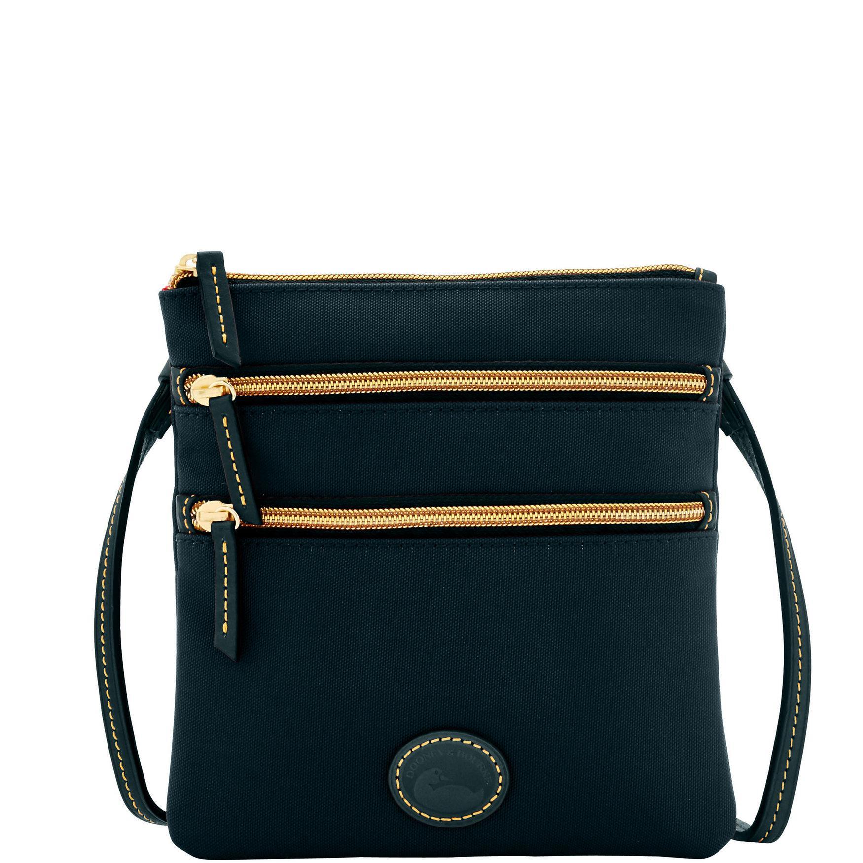 Dooney & Bourke Womens Nylon North South Triple Zip Fabric Crossbody Bag in Black Product Image