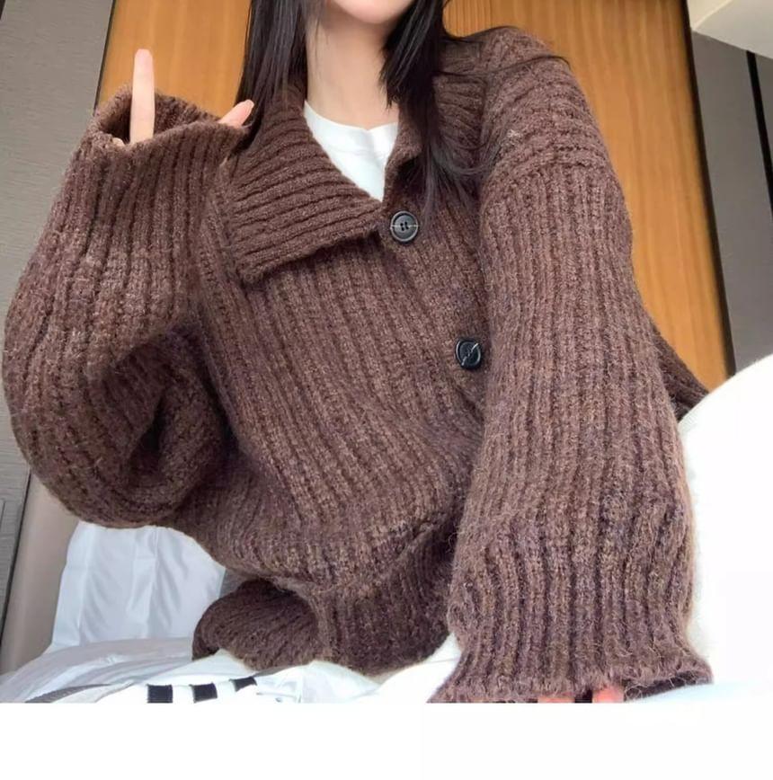 Turtleneck Ribbed Cardigan Product Image