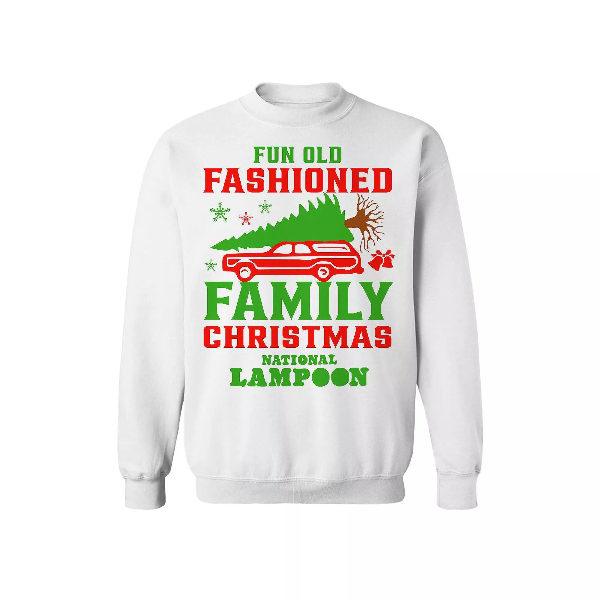 Men's Fun Old Fashioned Family National Lampoon's Christmas Vacation Graphic Fleece Crew Sweatshirt, Size: XXL, White Product Image