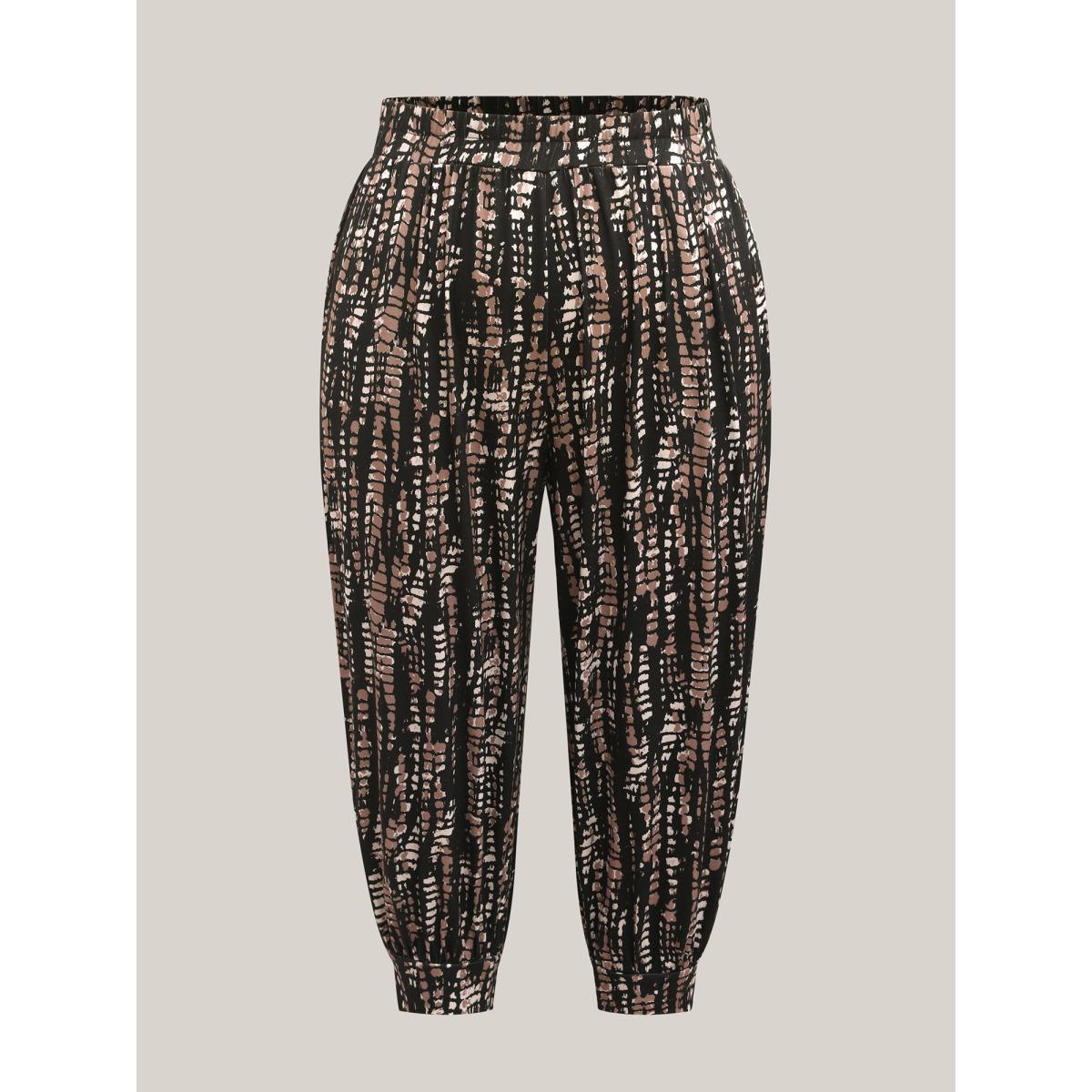 Plus Size Tie-Dye Pull-On Jogger Pants Women Black Casual Bodycon Mid Rise Everyday-Casual Pants BloomChic 14-16/1X Product Image