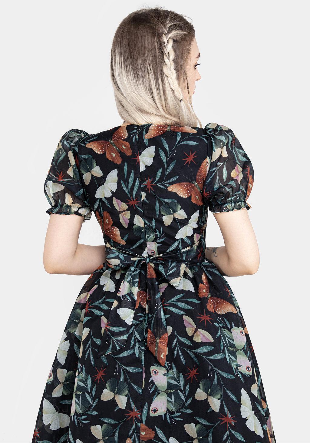 Mariposa Puff Sleeve Organza Midi Dress Product Image