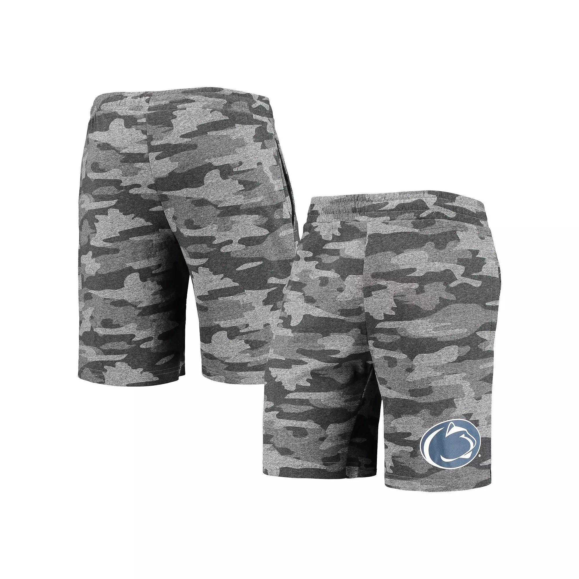 Men's Concepts Sport Charcoal/Gray Penn State Nittany Lions Camo Backup Terry Jam Lounge Shorts, Size: Large Product Image