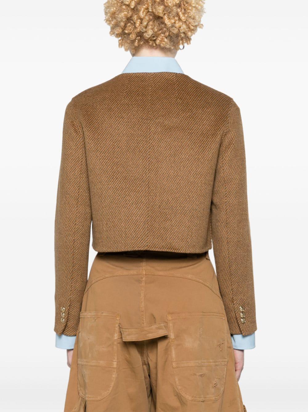collarless felted cropped jacket Product Image