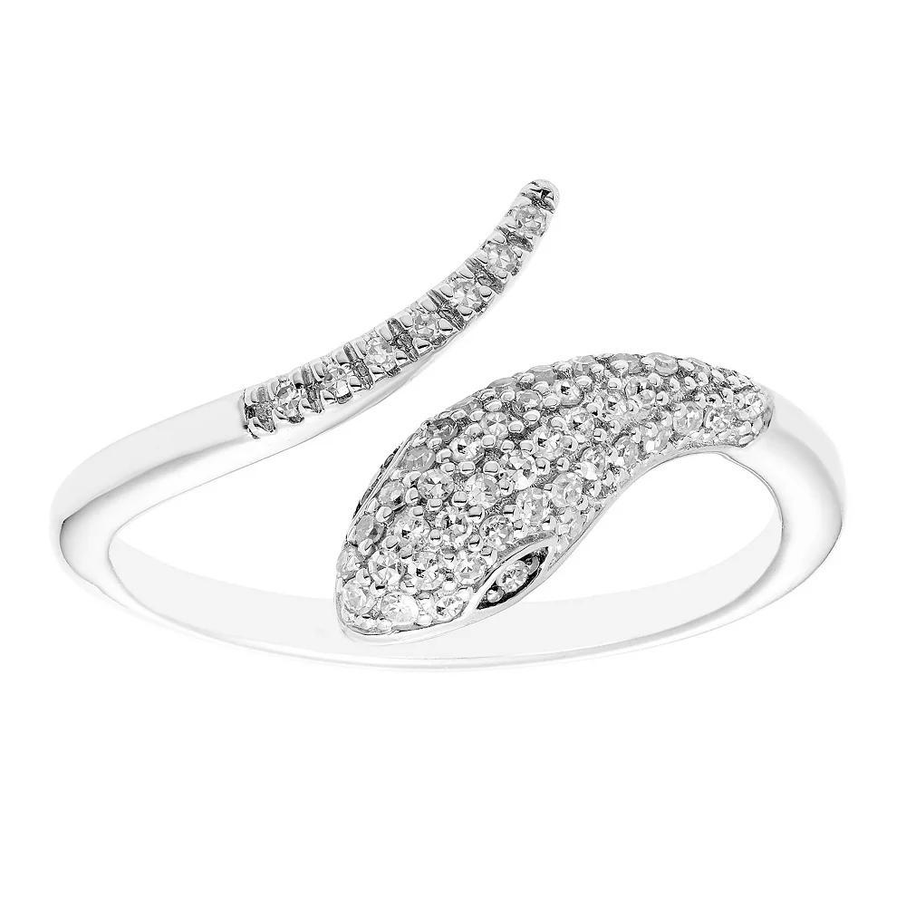 Sterling Silver 1/8 Carat T.W. Diamond Open Snake Ring, Women's, Size: 7 Product Image