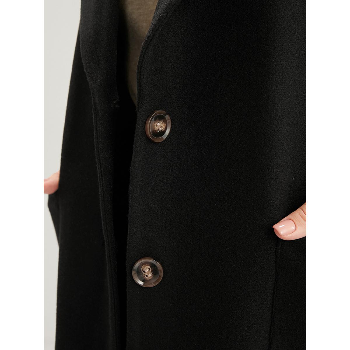 Plus Size Solid Suit Collar Pocket Belted Sleeveless Coat Women Black Office Cross straps Ladies Work Winter Coats BloomChic 12/L Product Image
