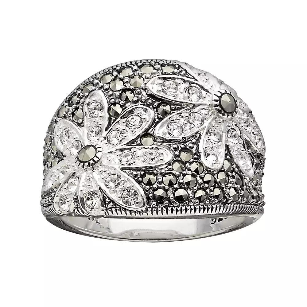 Lavish by TJM Sterling Silver Crystal Flower Ring, Women's, Size: 8 Product Image