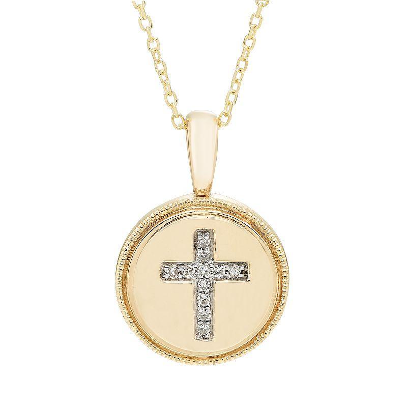 Its Personal 14k Gold Diamond Accent Cross Pendant Necklace, Womens Yellow Product Image