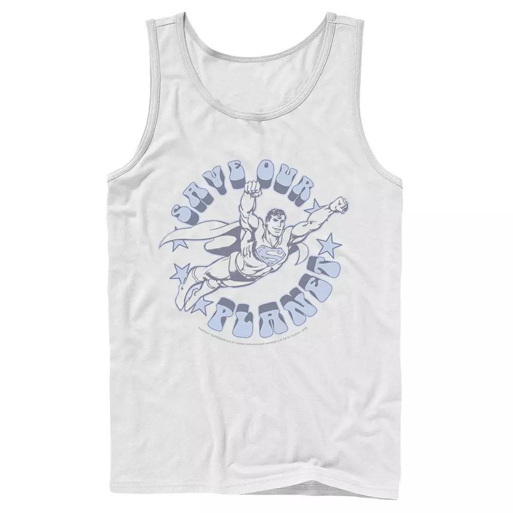 Mens DC Comics Superman Save Our Planet Circle Text Poster Tank Top Product Image