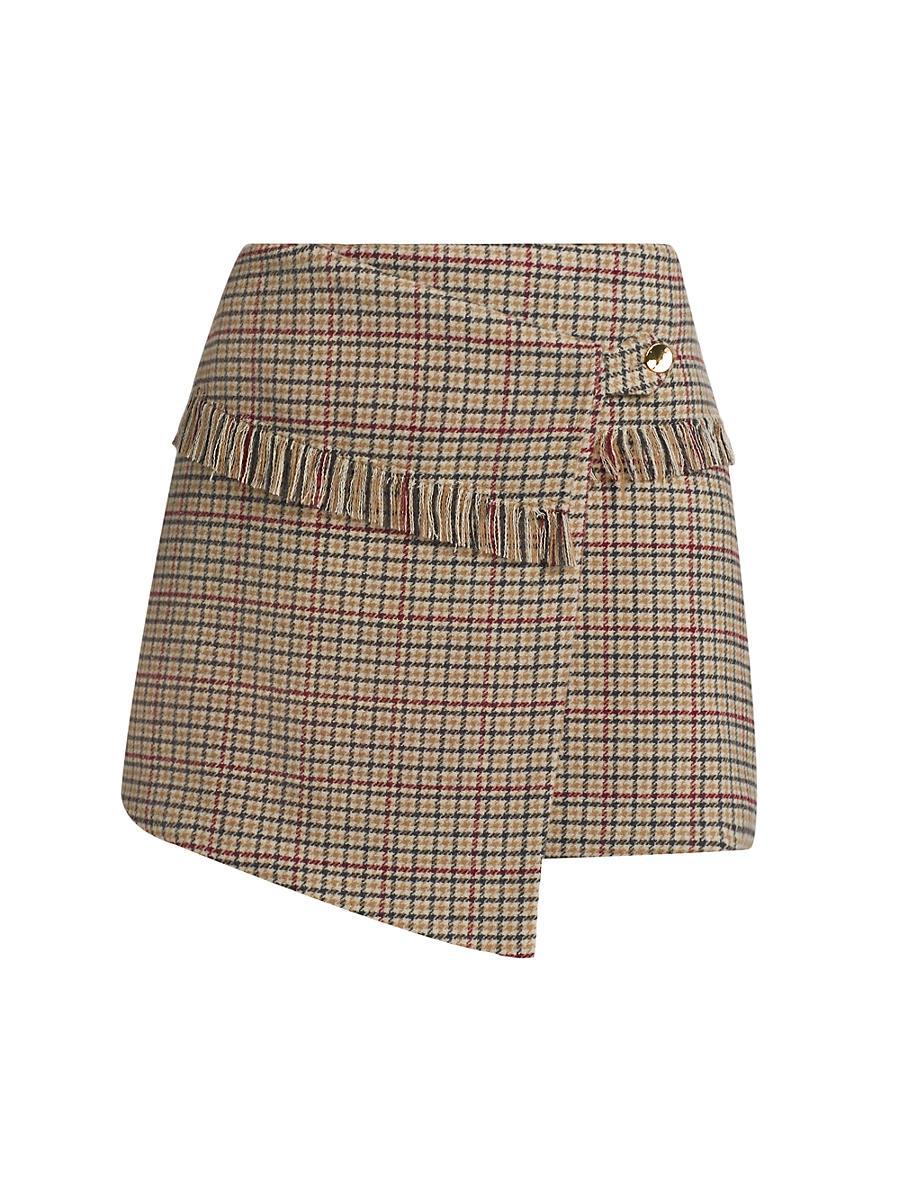 Womens Check Wool-Blend Wrap Miniskirt Product Image