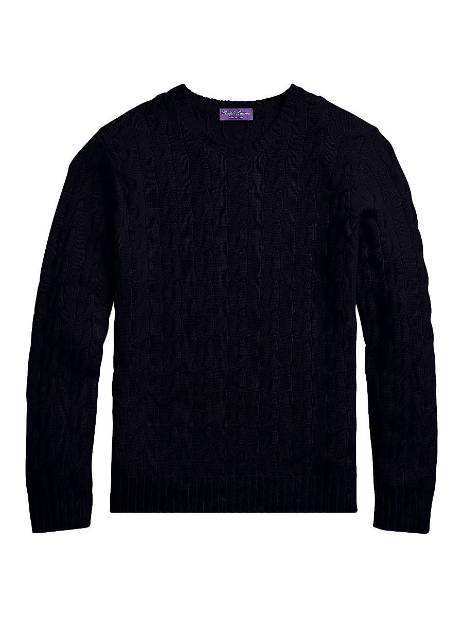 Cashmere Cable-Knit Crewneck Sweater, Cream Product Image