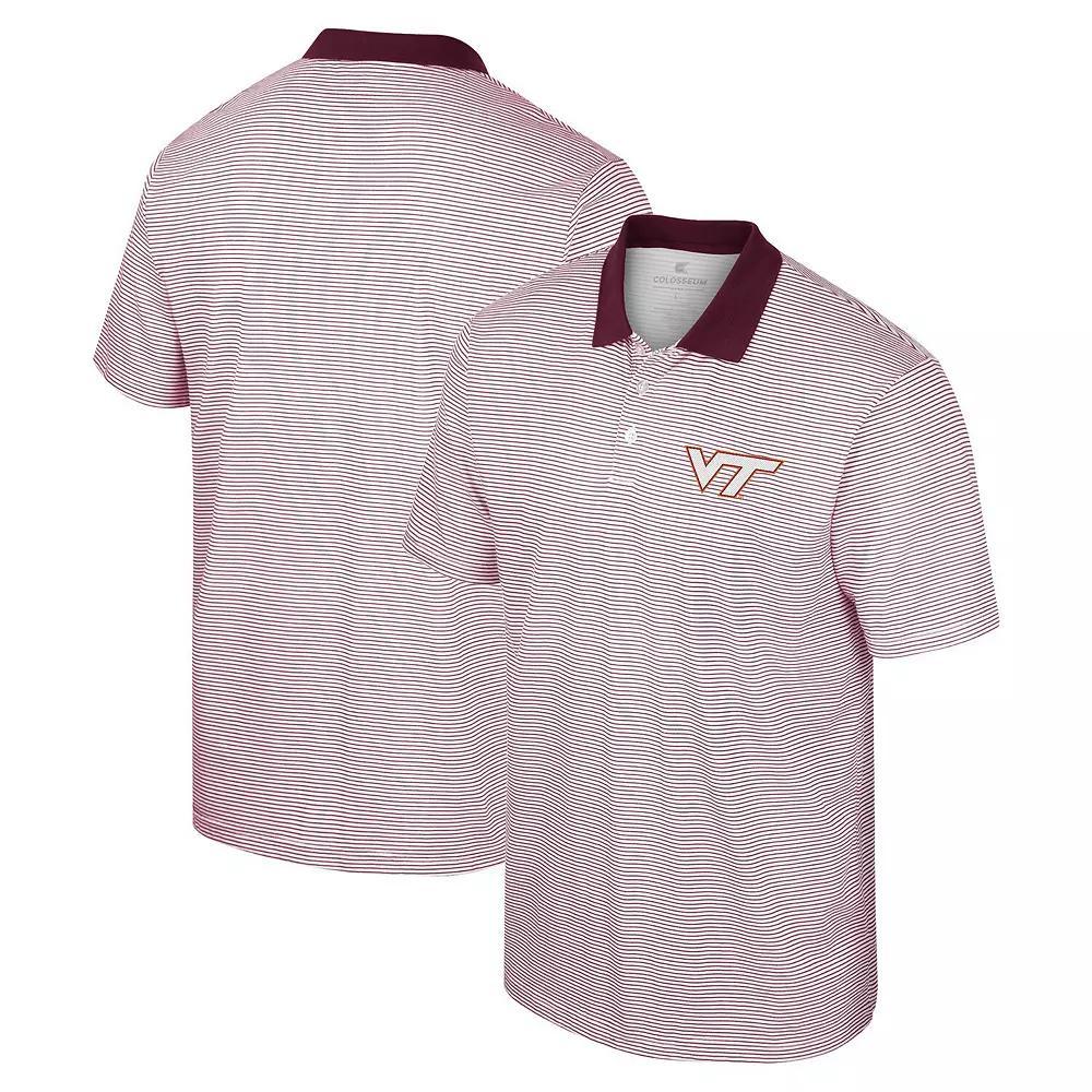 Men's Colosseum White Virginia Tech Hokies Print Stripe Polo, Size: 2XL Product Image
