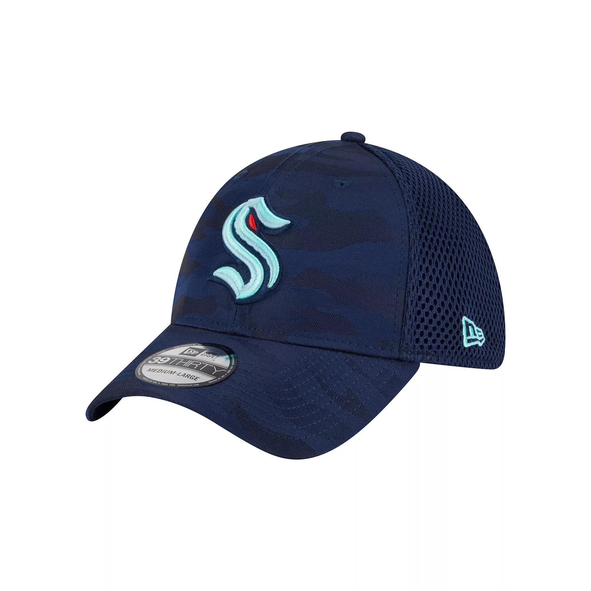Men's New Era  Deep Sea Blue Seattle Kraken Active Subtle Camo 39THIRTY Flex Hat, Size: Large/XL, Krk Blue Product Image