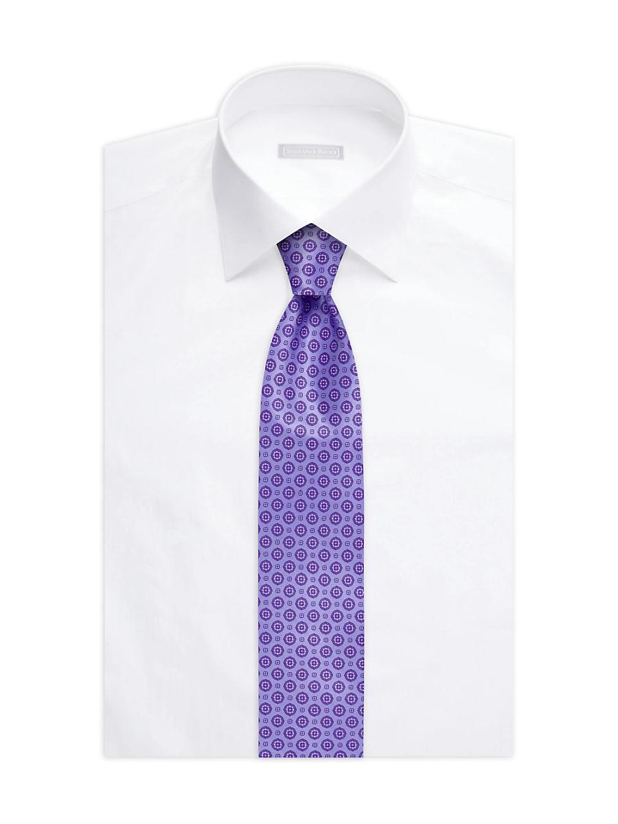 Mens Contrast Geometric Silk Tie Product Image