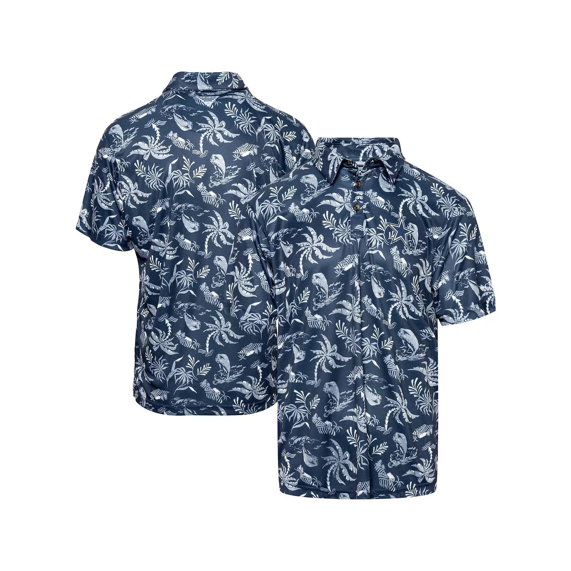 Men's Columbia Navy Dallas Cowboys Super Terminal Tackle Omni-Shade Polo, Size: Small, Blue Product Image
