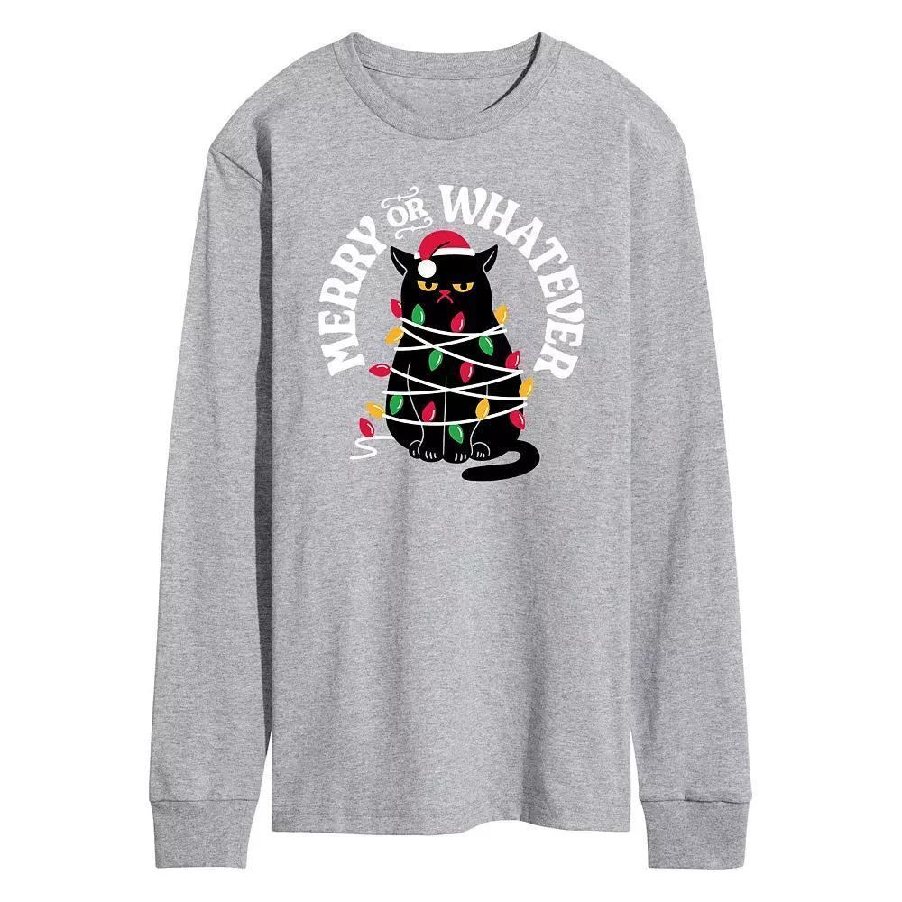 Men's Merry Or Whatever Long Sleeve Tee, Size: XXL, Gray Product Image