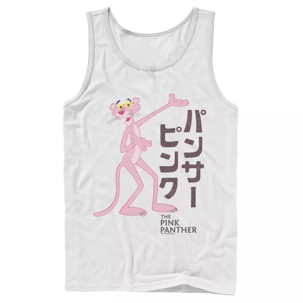 Men's Pink Panther Kanji Portrait Logo Tank Top, Size: Large, White Product Image