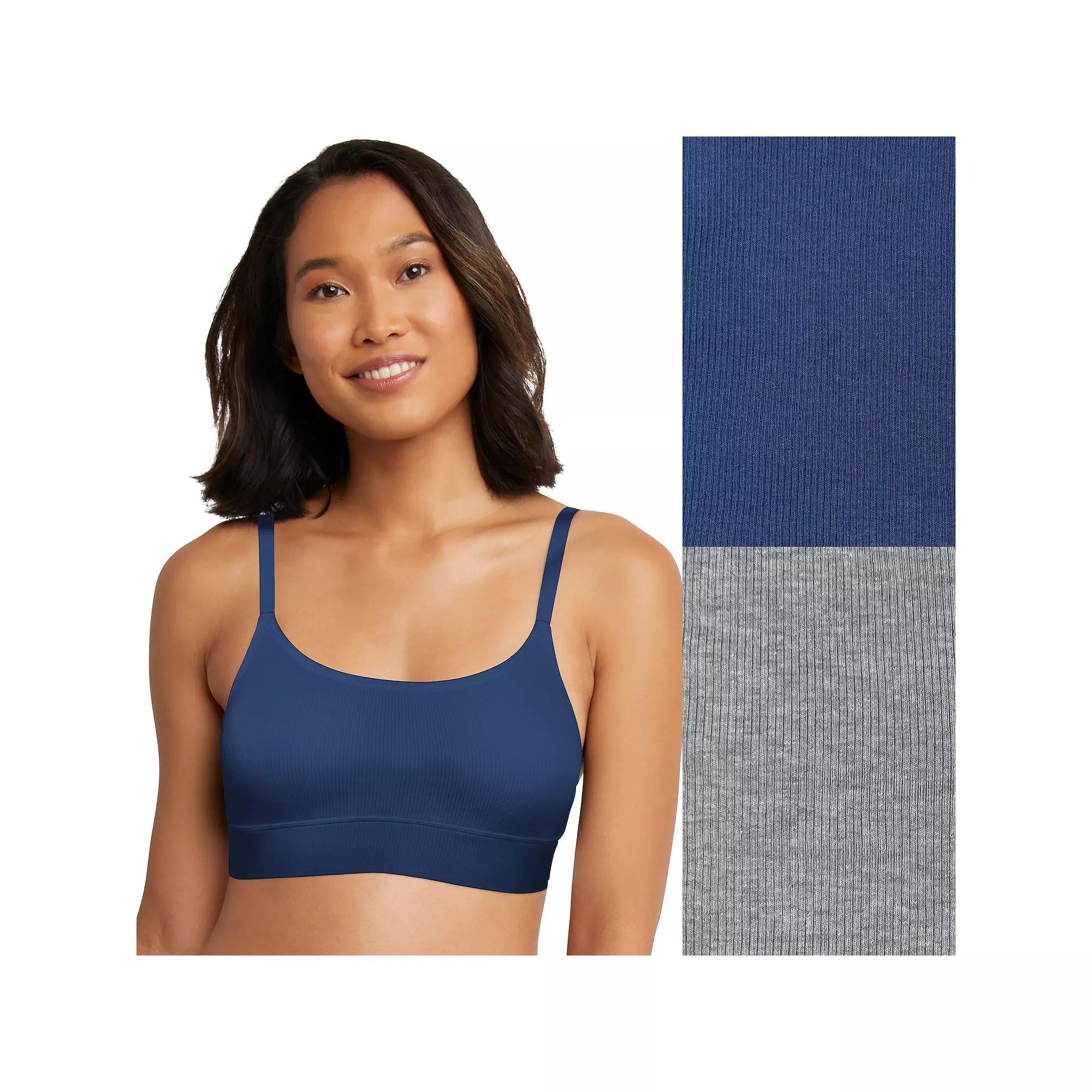 Hanes Originals Ultimate 2-Pack Stretch Cotton Longline Bralette DHO104, Women's, Size: XL, Light Buff White Product Image