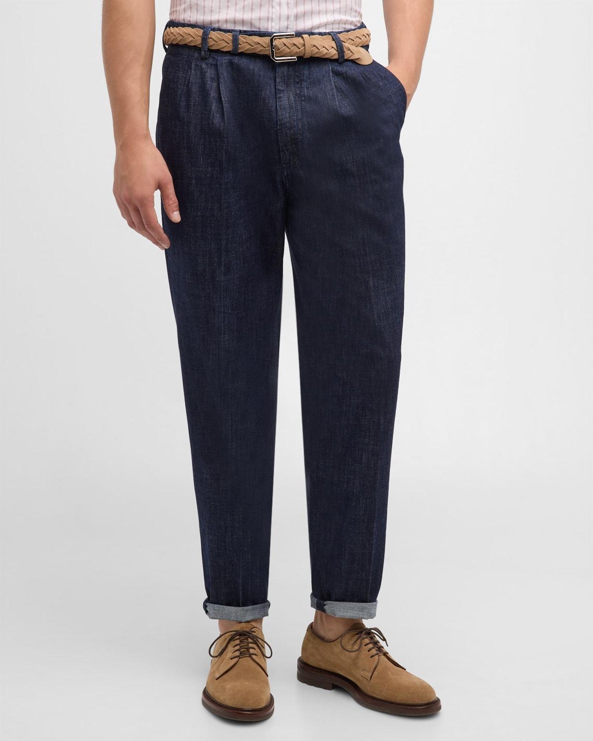 Men's Double-Pleat Denim Pants Product Image