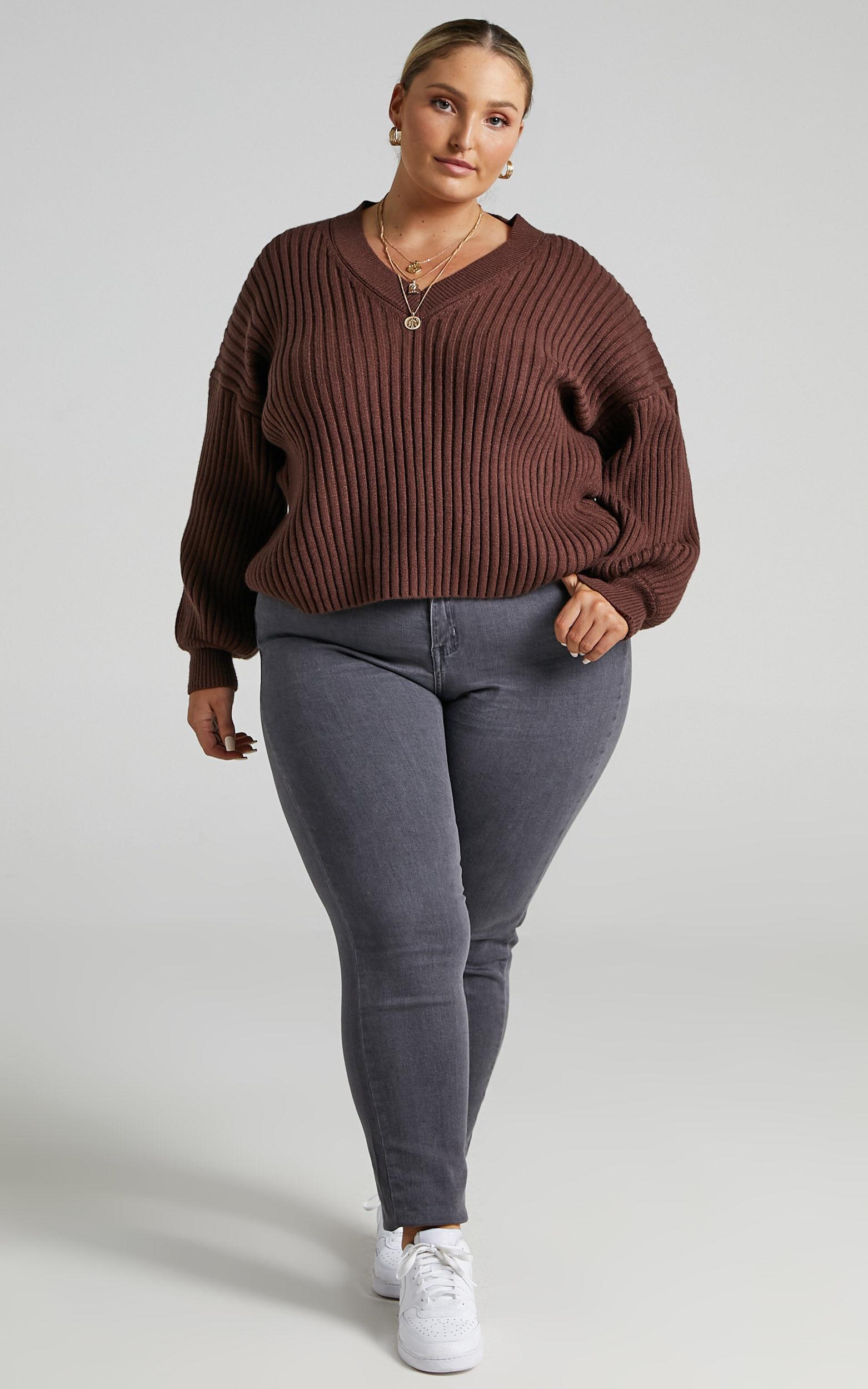 Kartia Jumper - V Neck Jumper in Chocolate Product Image