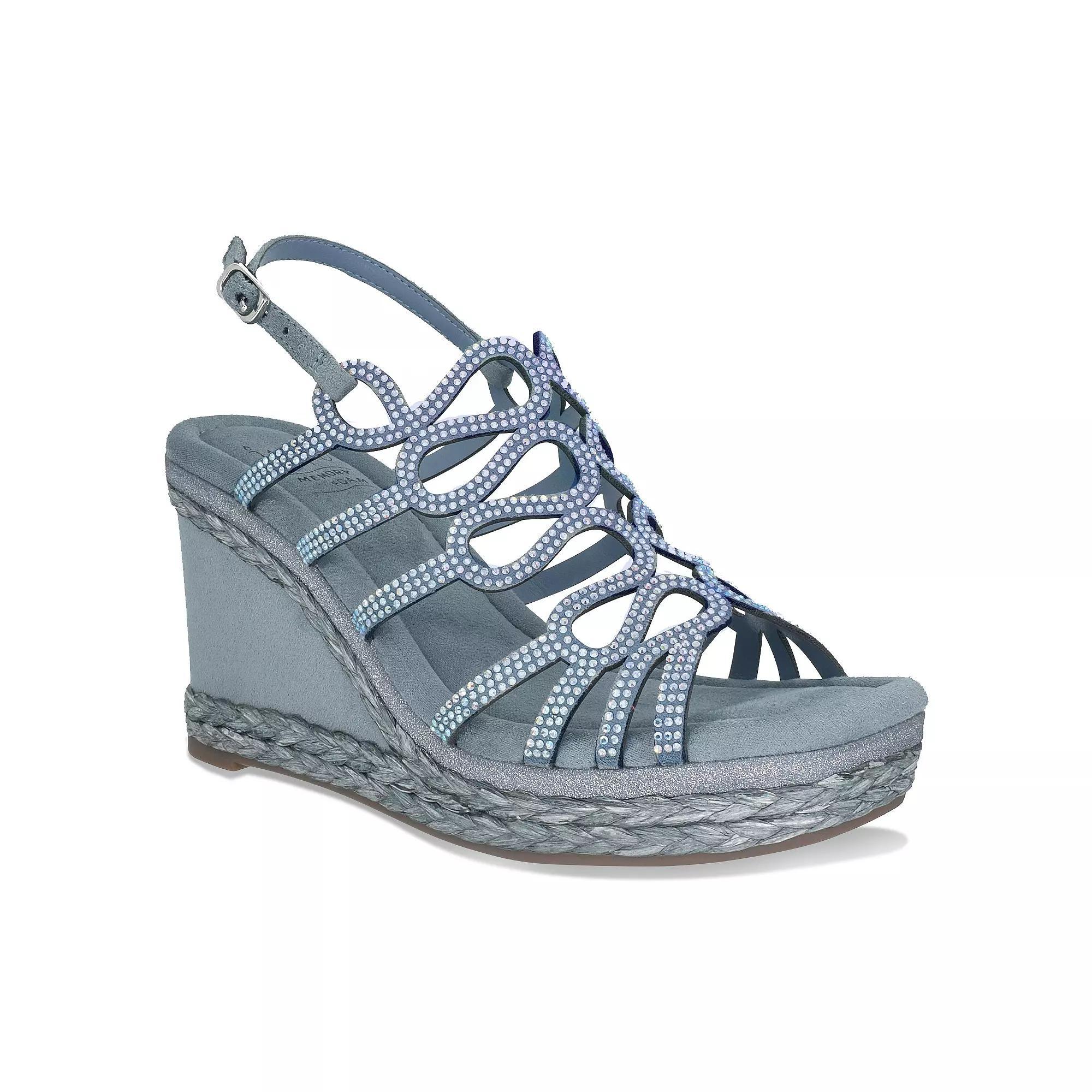 Impo Orleans Women's Platform Wedge Memory Foam Sandals, Size: 11 Medium, Smokey Blue Product Image