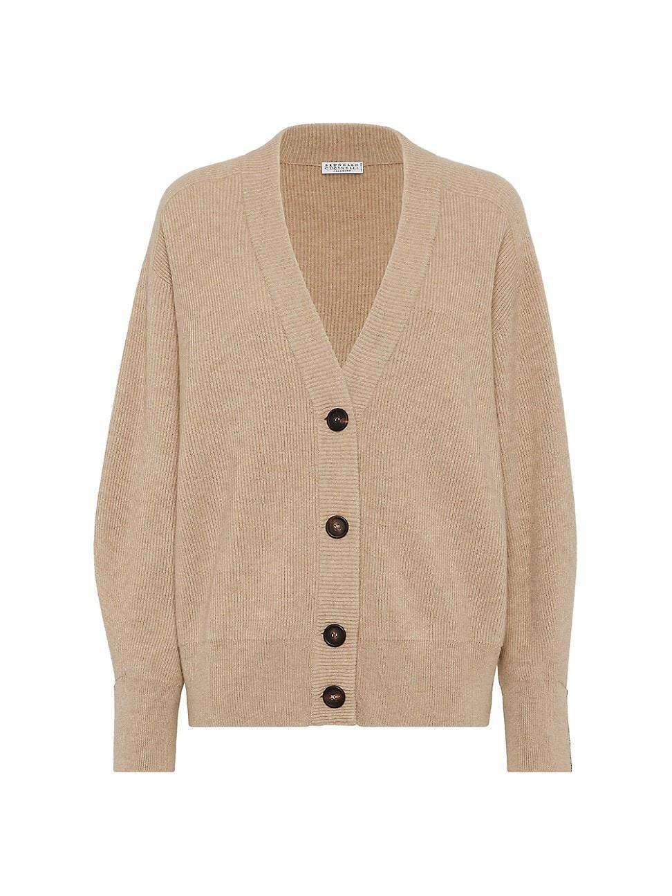 Womens Cashmere English Rib Cardigan Product Image
