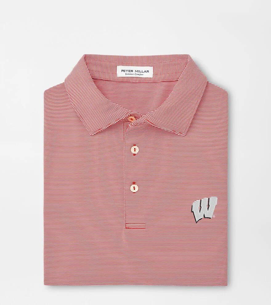 Peter Millar Mens Wisconsin Jubilee Stripe Performance Polo | Color: Red | Size: S Product Image