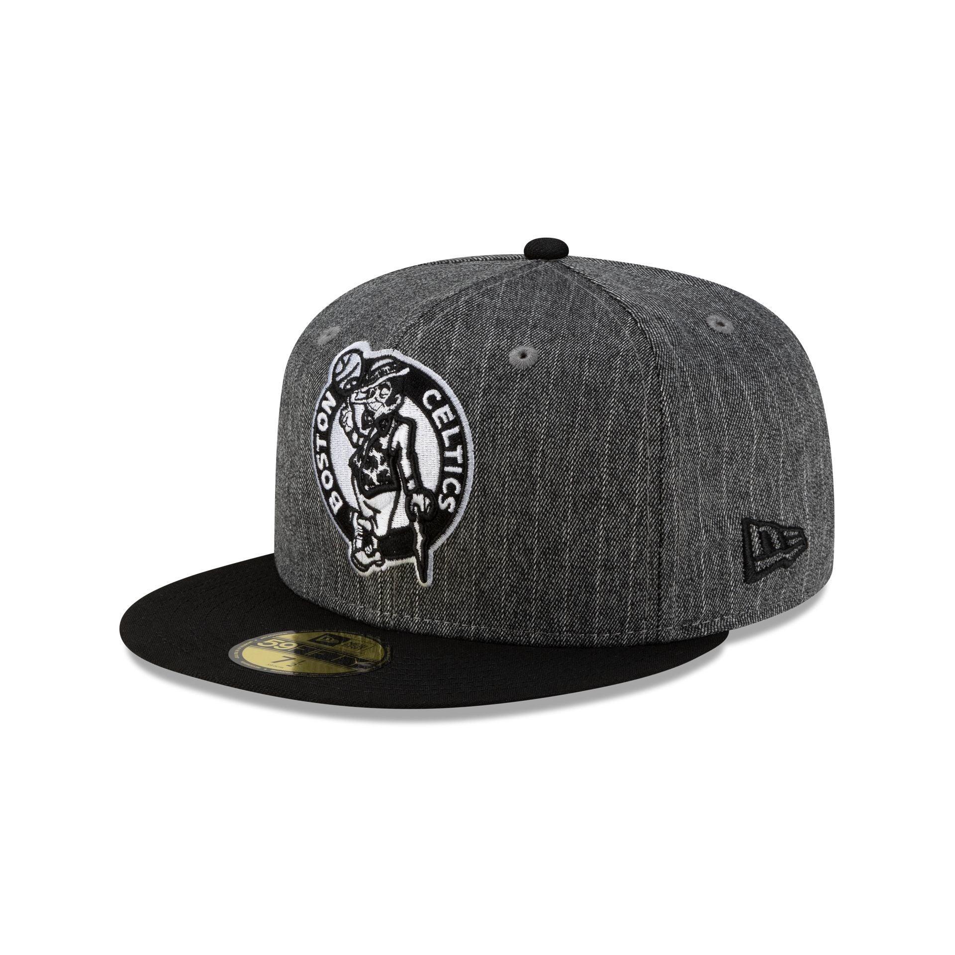 Just Caps Black Pinstripe Boston Celtics 59FIFTY Fitted Hat Male Product Image