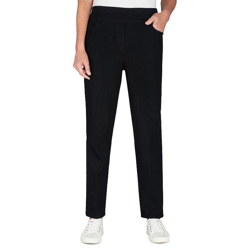 Petite Alfred Dunner Super Stretch Pull-On Straight-Leg Denim Pants, Womens Grey Product Image
