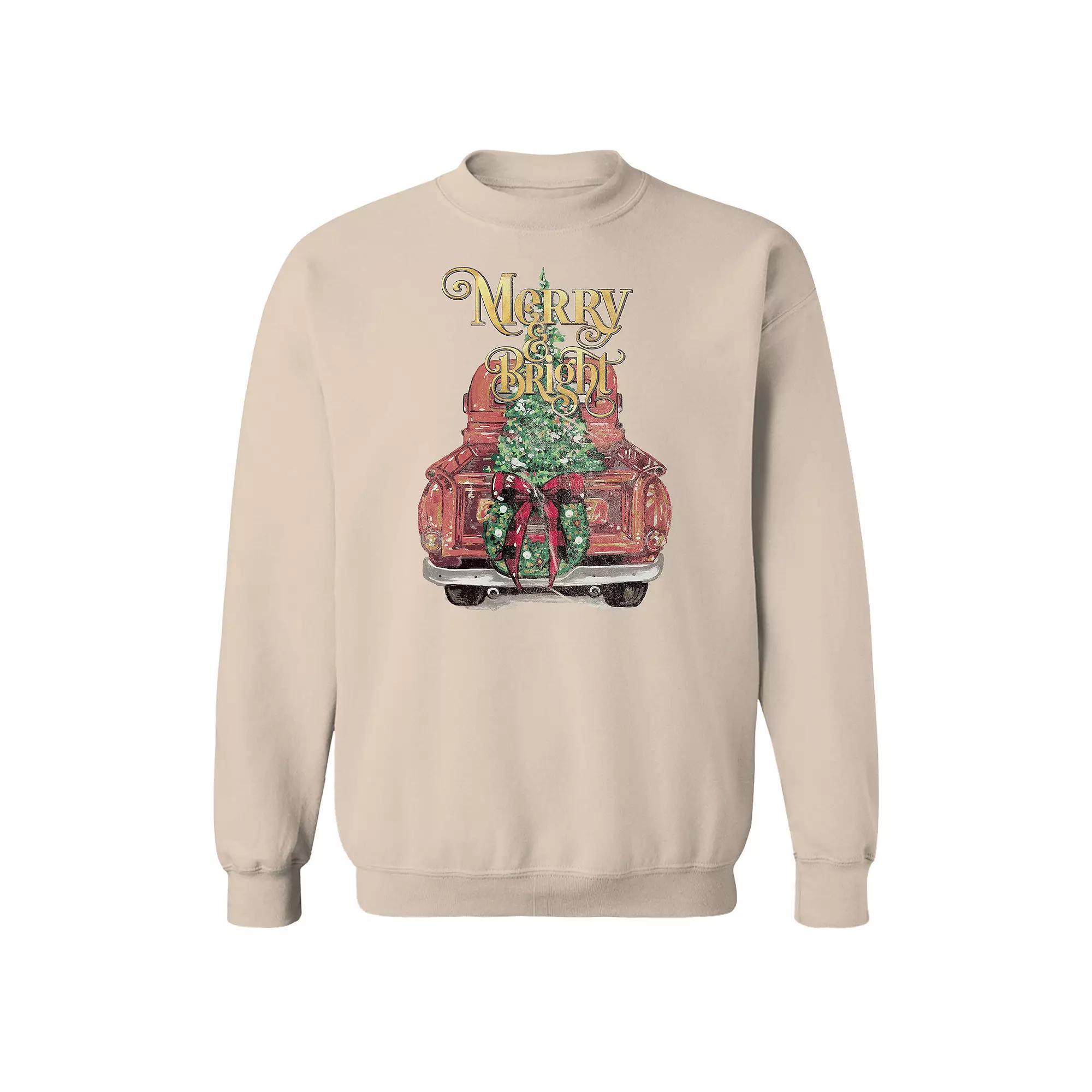 Men's Merry & Bright Graphic Sweatshirt, Women's, Size: Small, Brown Product Image