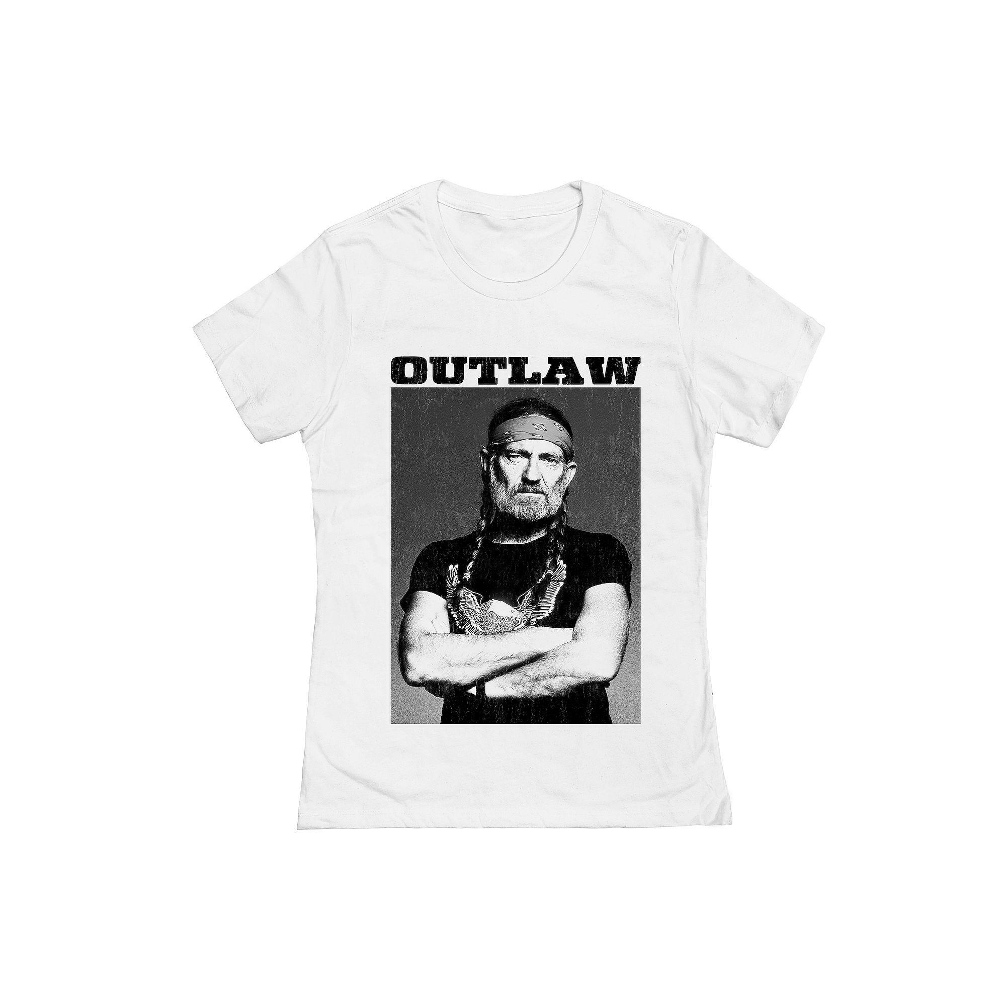 Juniors' Willie Nelson Outlaw Graphic Tee, Girl's, Size: Small, White Product Image