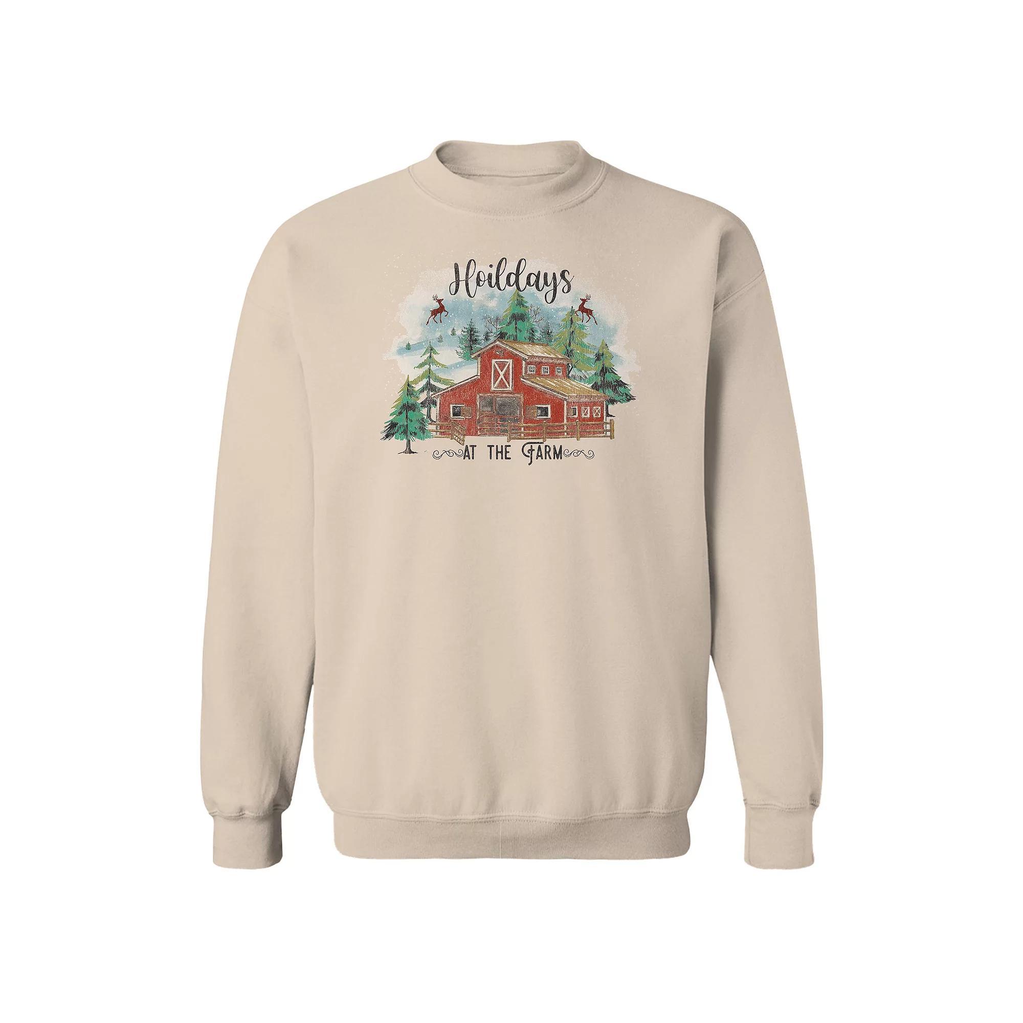Men's Hoildays at the Farm Fleece Sweatshirt, Women's, Size: XL, Brown Product Image