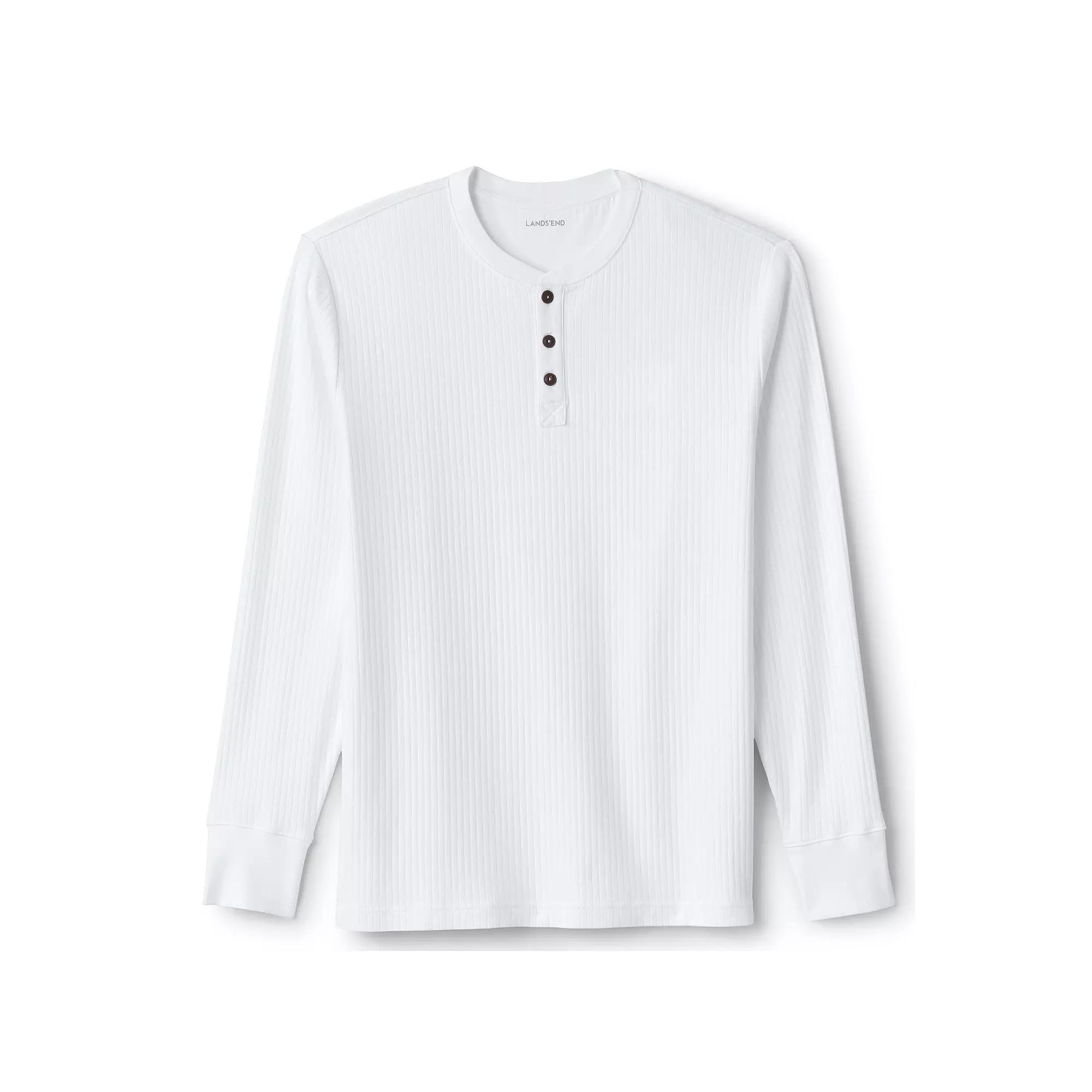 Men's Lands' End Ribbed Pajama Sleep Henley, Size: XXL, White Product Image