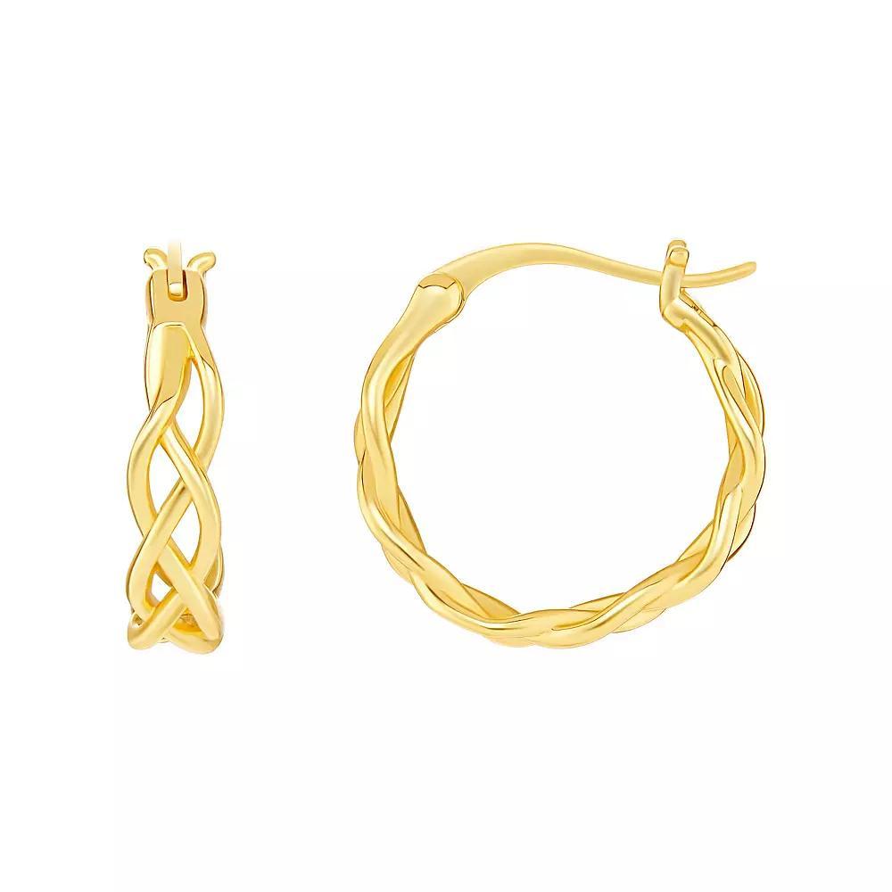 PRIMROSE 18k Gold Plated 17mm Polished Braided Hoop Earrings, Women's, Size: 17 mm, Yellow Gold Tone Product Image