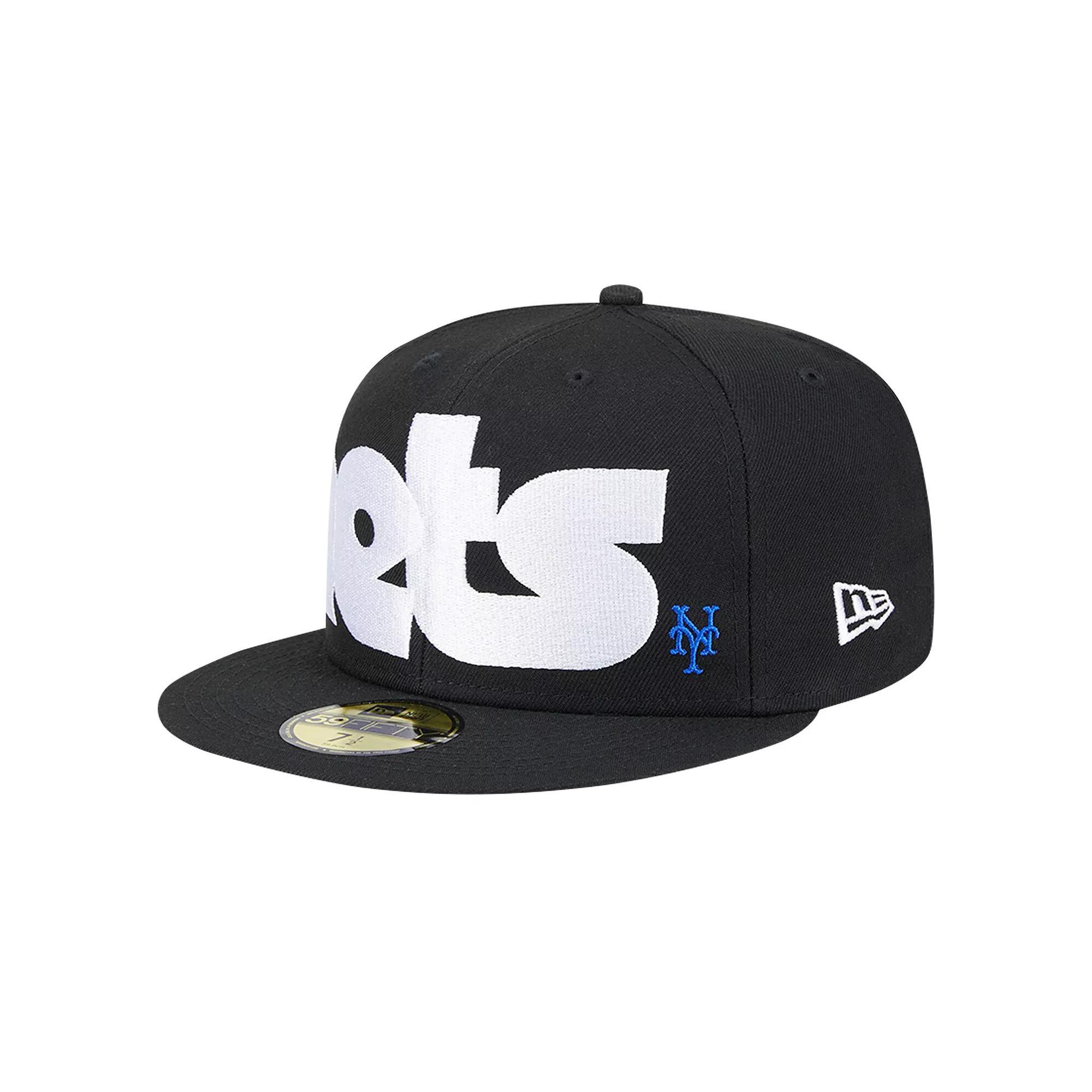 Men's New Era Black New York Mets Checkered Undervisor 59FIFTY Fitted Hat, Size: 7 1/8 Product Image