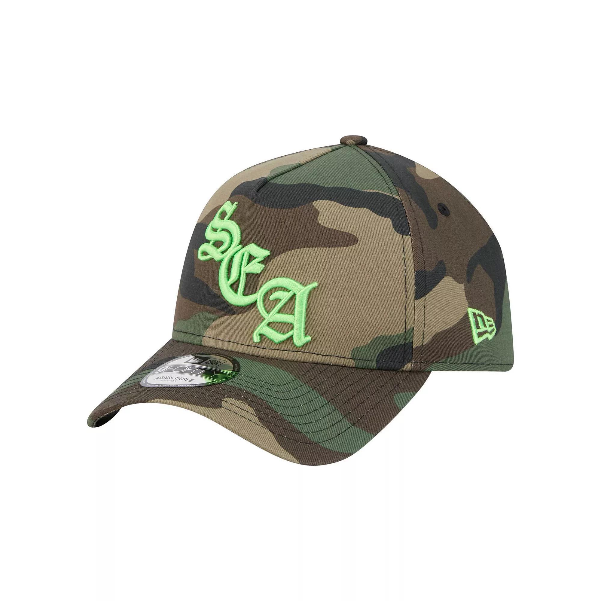 Men's New Era Camo Seattle Seahawks Mystic Camo A-Frame 9FORTY Adjustable Hat, Green Product Image