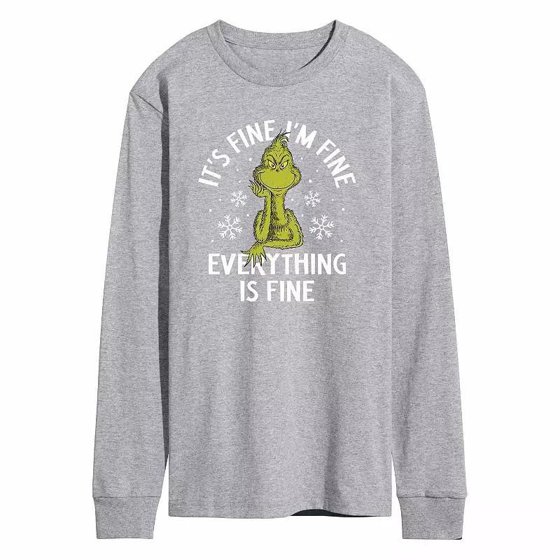 Men's The Grinch Its Fine Tee, Size: Large, Grey Grey Product Image