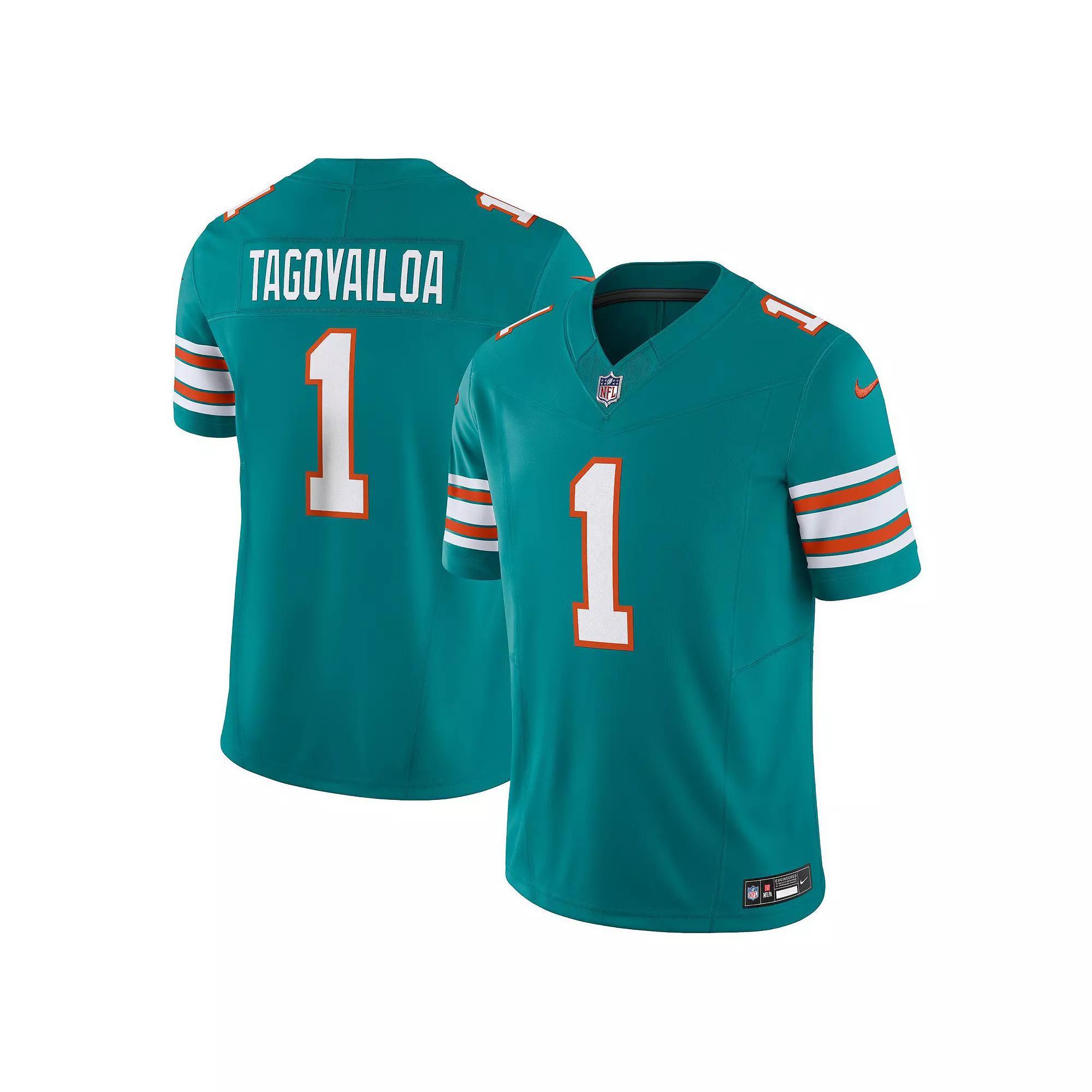 Men's Nike Tua Tagovailoa Aqua Miami Dolphins Alternate Vapor F.U.S.E. Limited Jersey, Size: 3XL, Turquoise A Product Image