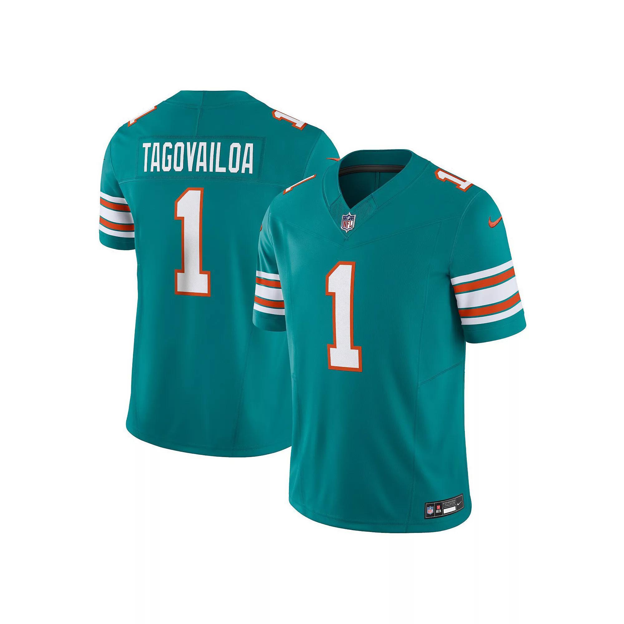 Men's Nike Tua Tagovailoa Aqua Miami Dolphins Alternate Vapor F.U.S.E. Limited Jersey, Size: 3XL, Turquoise A Product Image
