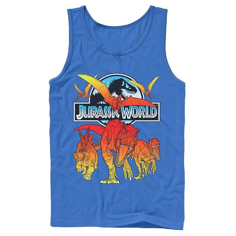 Men's Jurassic World Two Dino Charging Comic Pop Tank Top, Size: Large, Athletic Grey Product Image
