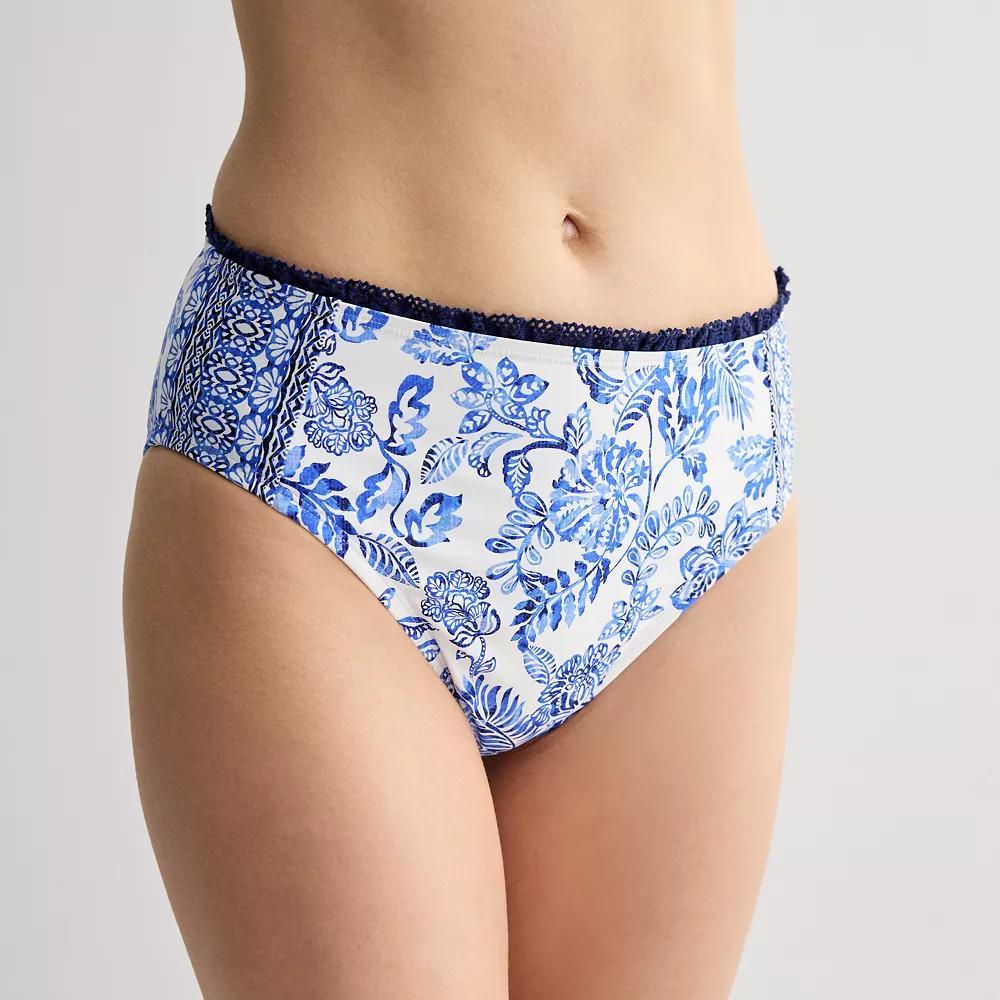Women's Freshwater Banded Hipster Swim Bottoms, Size: XL, Oia Floral Product Image
