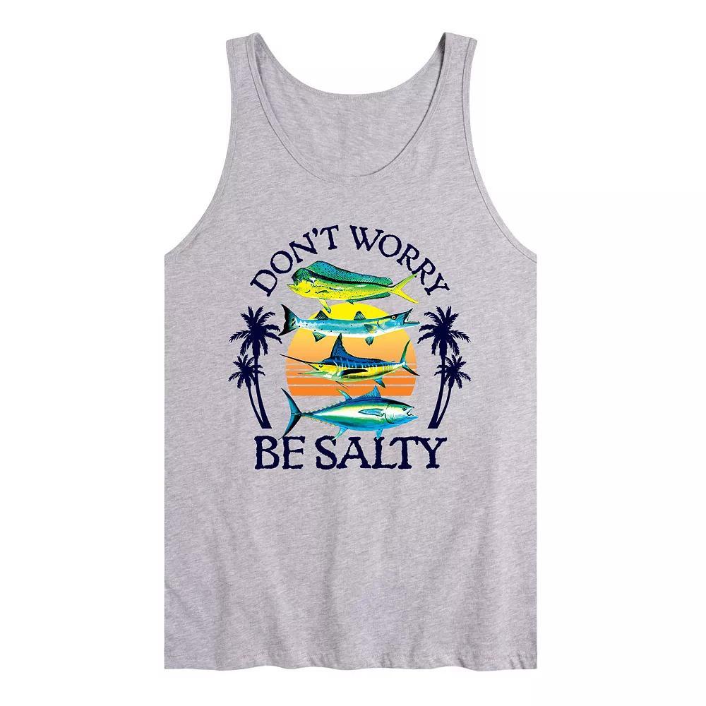 Men's Dont Worry Be Salty Graphic Tank Top, Size: Small, Gray Product Image