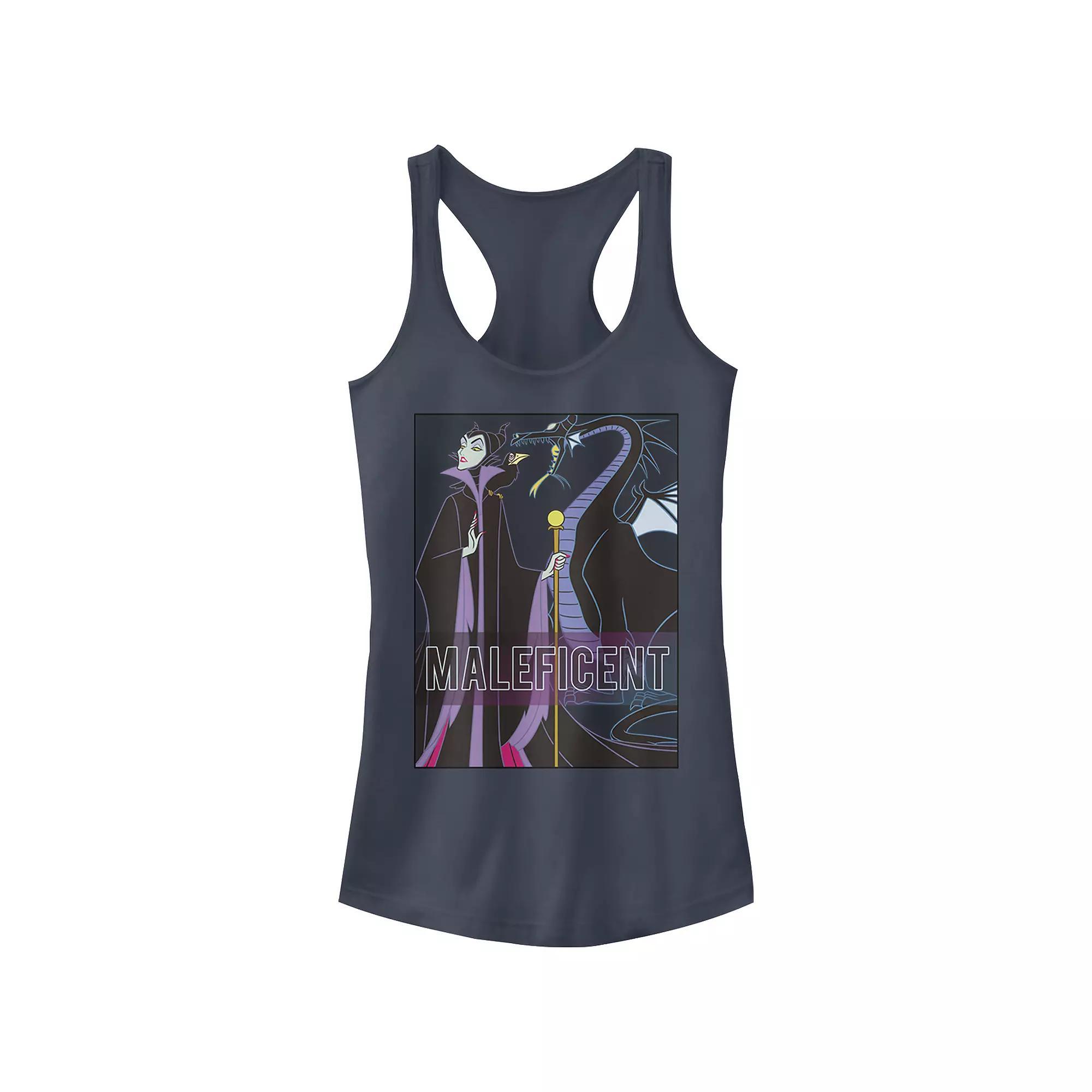 Disney Villains Sleeping Beauty Maleficent With Dragon Juniors' Racerback Tank Top, Girl's, Size: XS, Blue Product Image