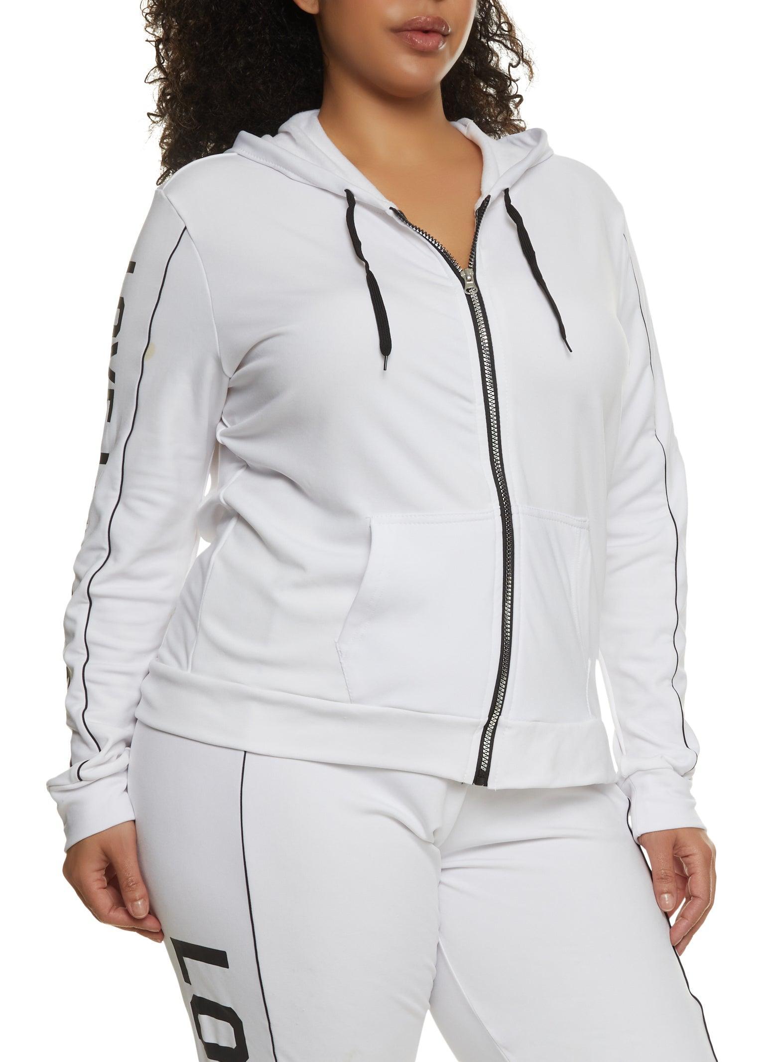 Womens Plus Size Love Side Graphic Zip Front Hoodie Product Image
