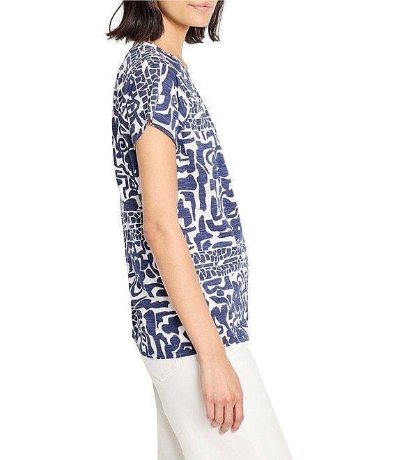 NIC + ZOE Floret Blues Crew Neck Short Sleeve Tee Product Image