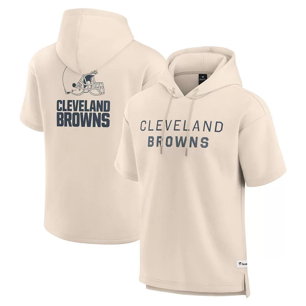 Men's Fanatics Cream Cleveland Browns Elements Future Ground Lettering Short Sleeve Pullover Hoodie, Size: 2XL, Beige Product Image