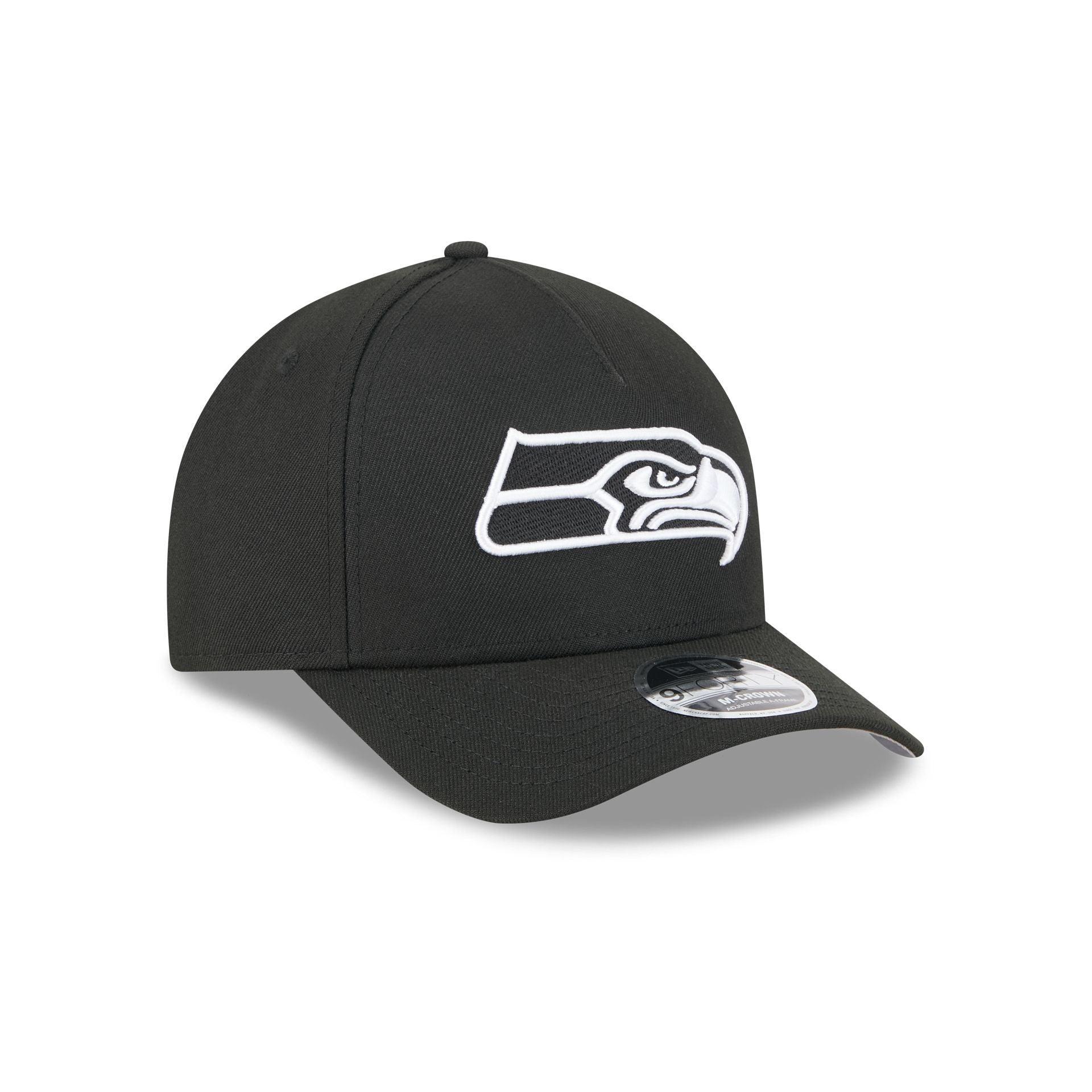 Seattle Seahawks Black & White 9FORTY M-Crown A-Frame Snapback Hat Male Product Image