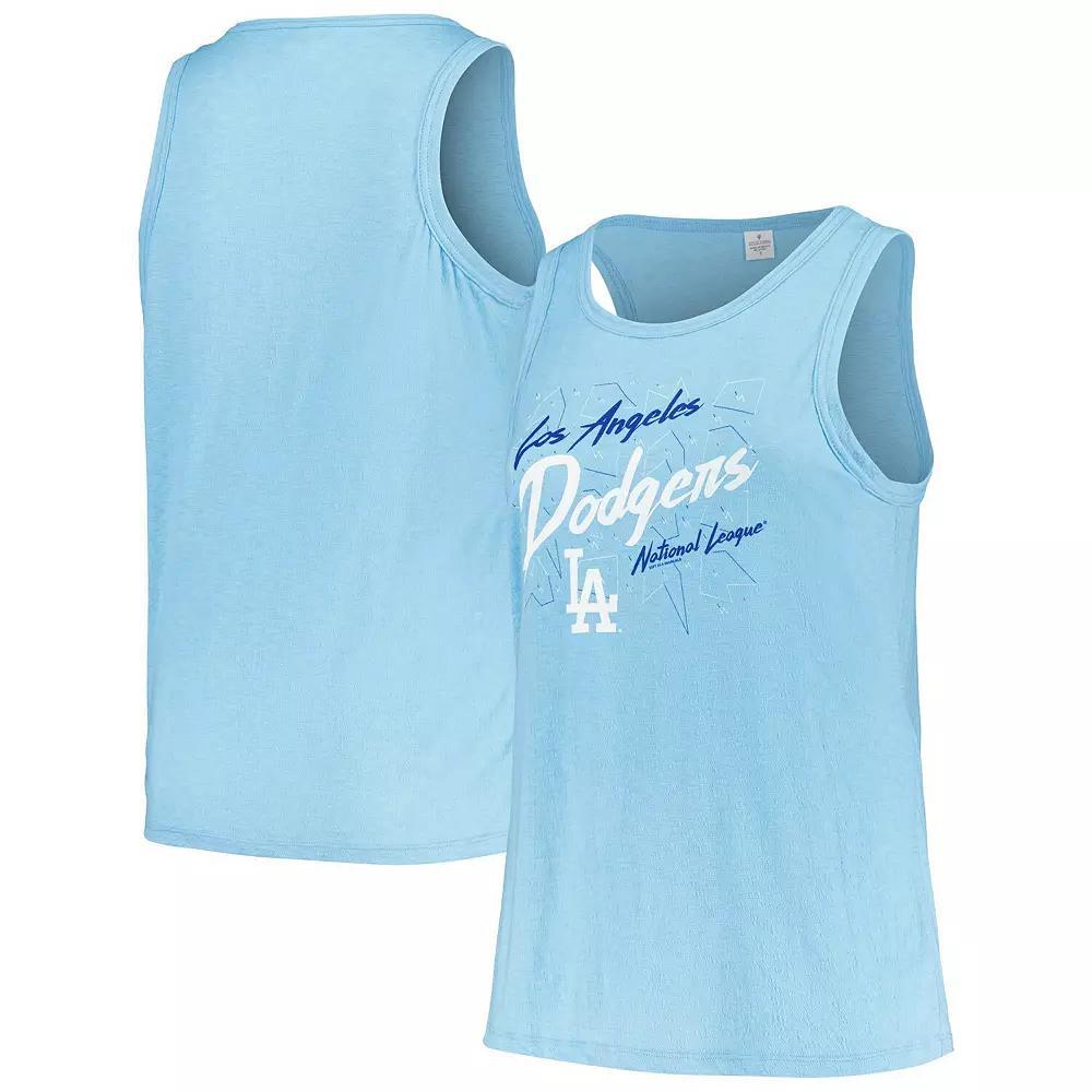 Women's Soft as a Grape Light Blue Los Angeles Dodgers Plus Size Curvy High Neck Tri-Blend Tank Top, Size: 1XL Product Image