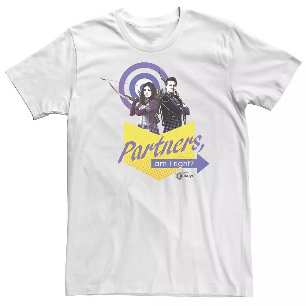 Big & Tall Marvel Hawkeye "Partners Am I Right?" Tee, Men's, Size: XXL Tall, White Product Image