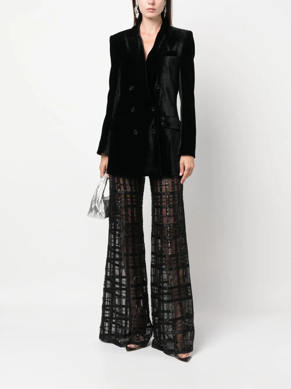 ALBERTA FERRETTI Double Breasted Velvet Blazer In Nero Product Image